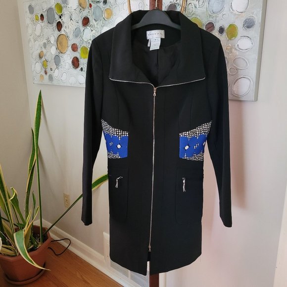 Freda's Jackets & Blazers - Freda's Long Black and Floral Jacket US 8